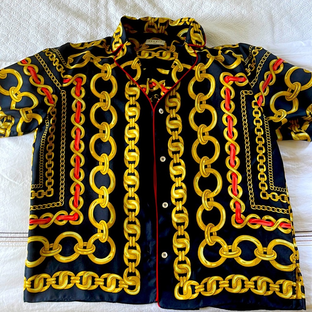 Sandro Silk Chain-Print Blouse